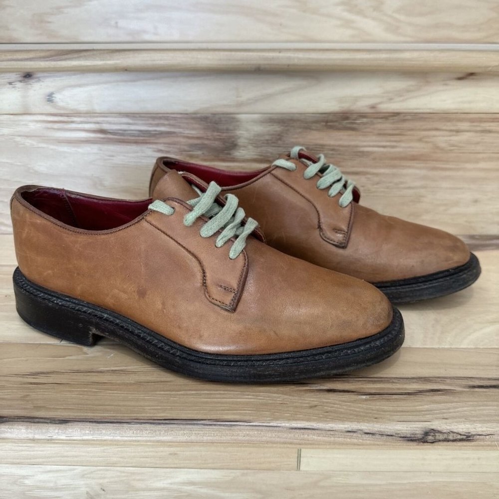 Tricker's Distressed Tan Leather Lace-up Shoes Size 8.5